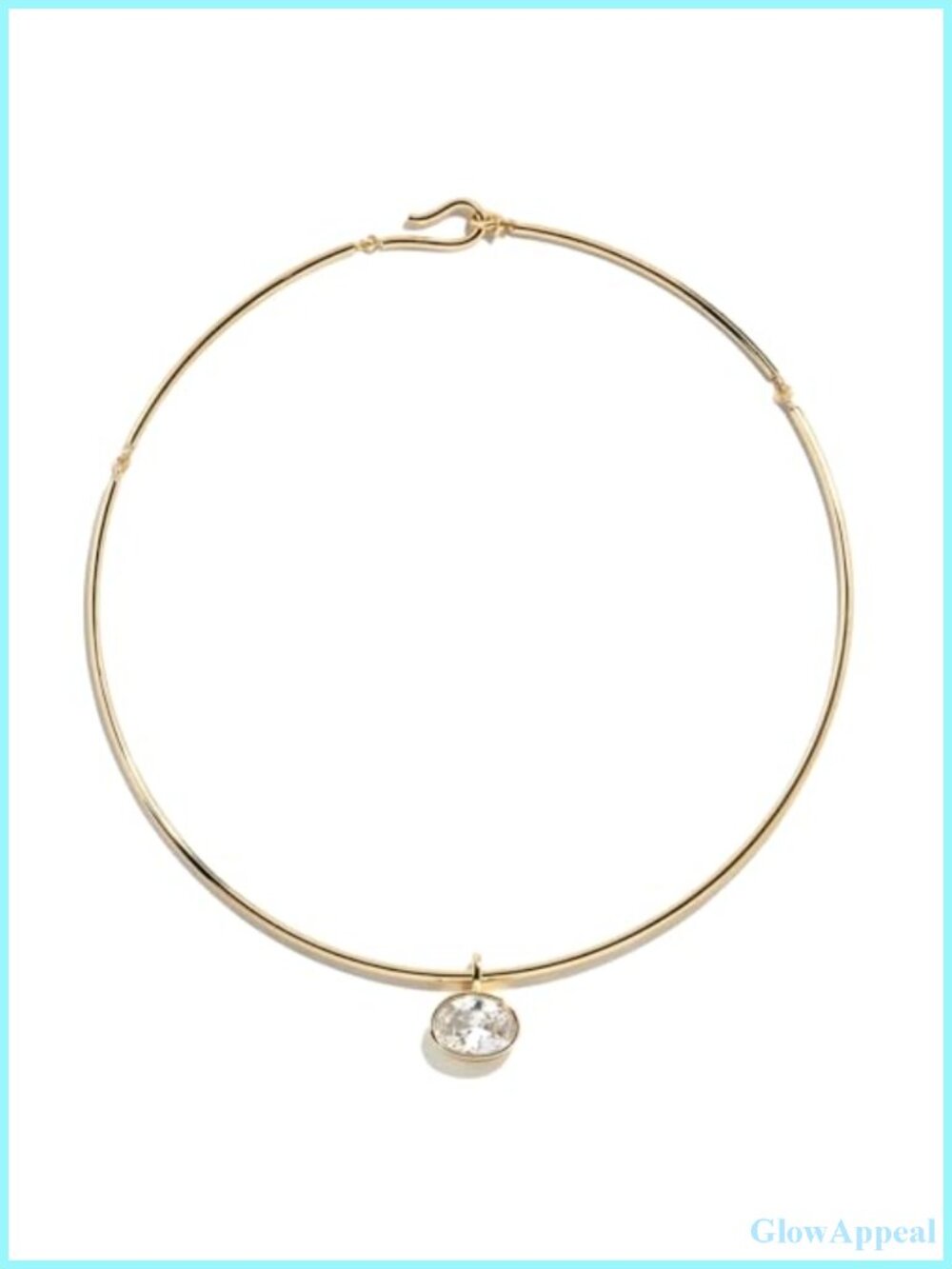 PVD Gold Plated Collar Choker Necklace Cubic Zirconia Pendant 16 Inch